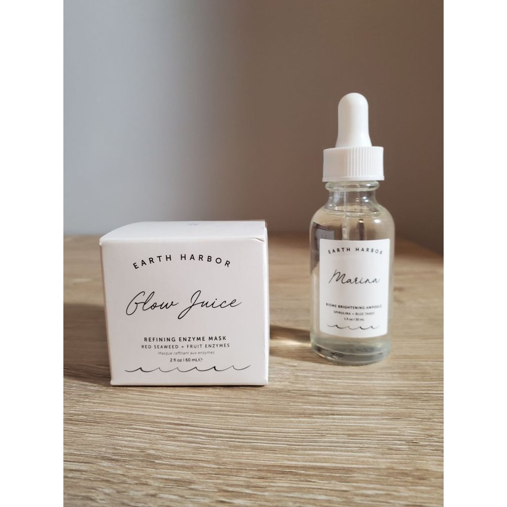 Earth Harbor Glow Juice Mask 2 fl oz and Marina Ampoule 1 fl oz Brand New